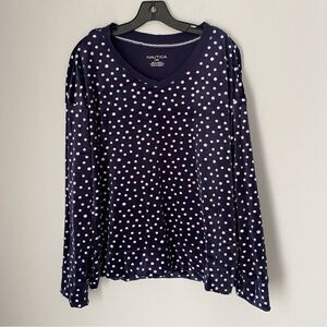 Nautica Women’s Polka Dot Soft Cozy Crew Neck Pajama Top